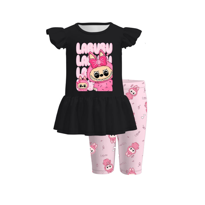 Girls summer top&leggings set with labubu printed