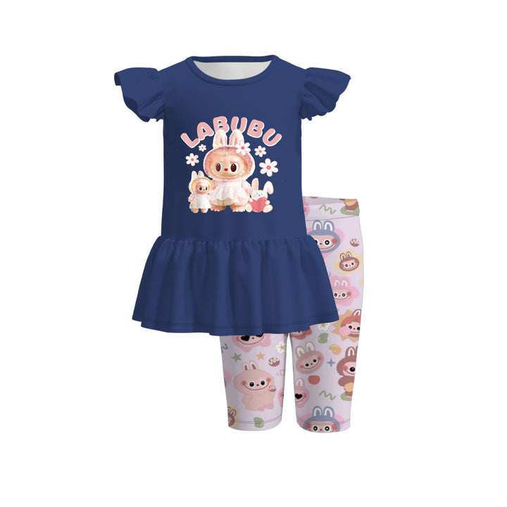 Girls summer top&leggings set with labubu printed