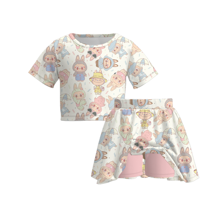 Girls skirt set with labubu printed