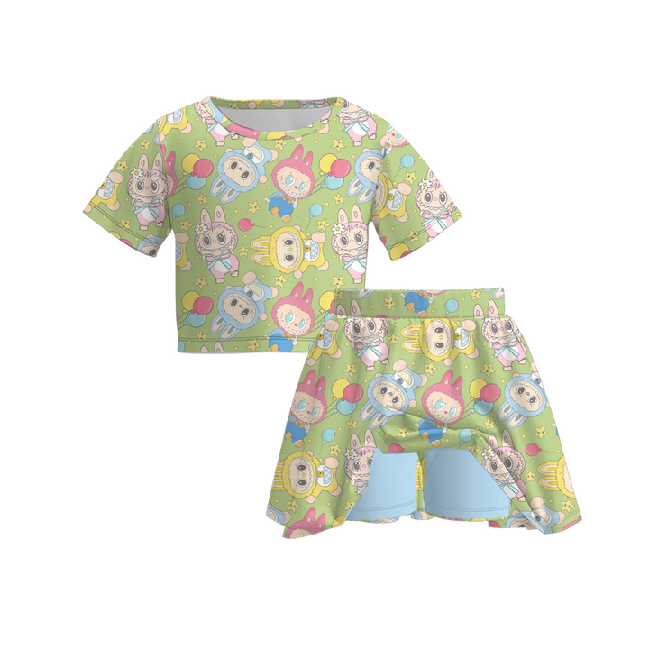 Girls skirt set with labubu printed