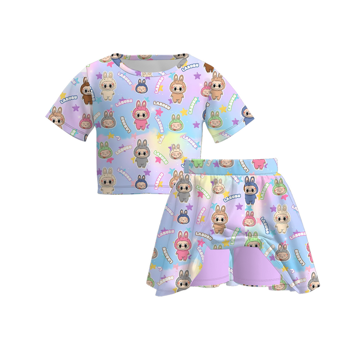 Girls skirt set with labubu printed