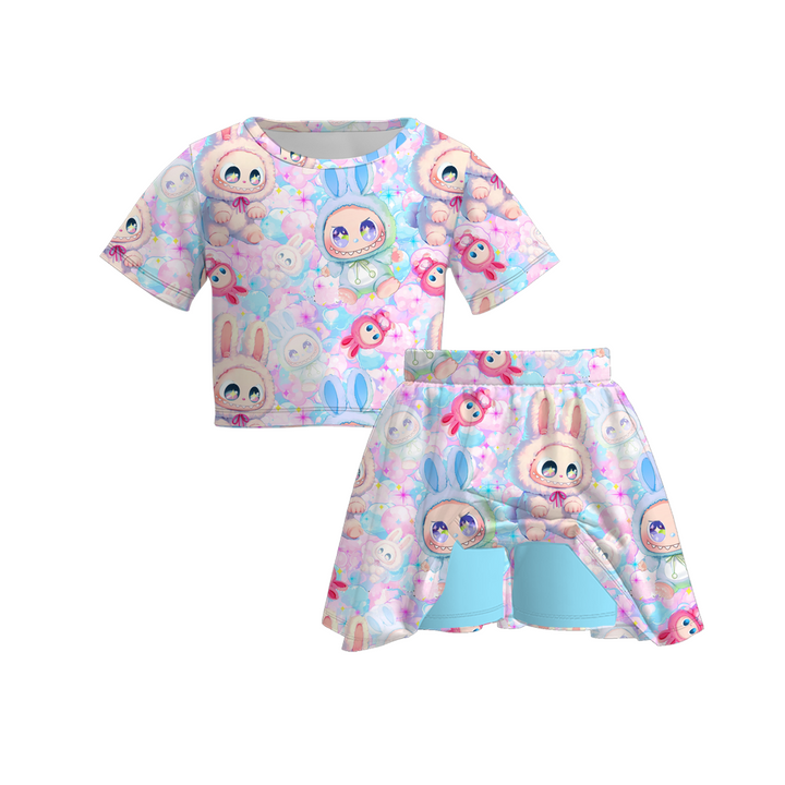 Girls skirt set with labubu printed