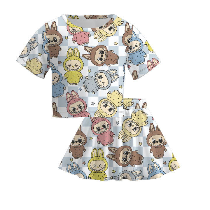 Girls skirt set with labubu printed