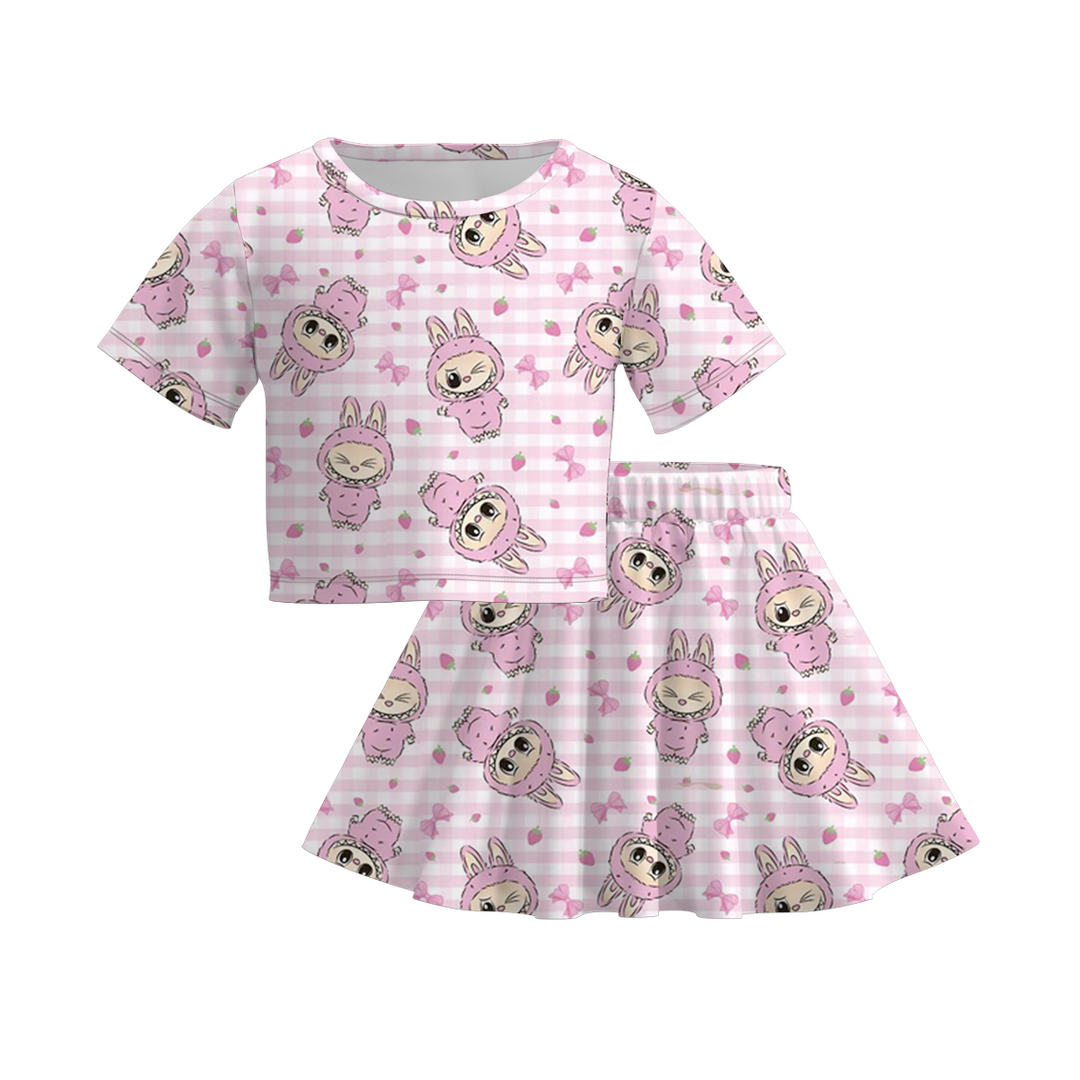 Girls short sleeve twirl dress with labubu printed