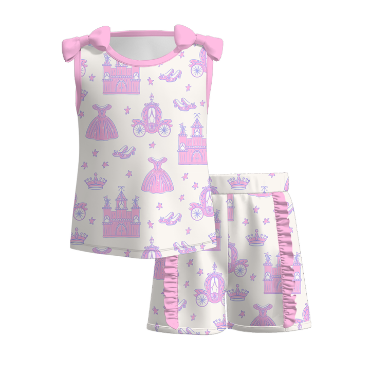 Dream castle bowknot tank top&short set Sisters summer Outfits