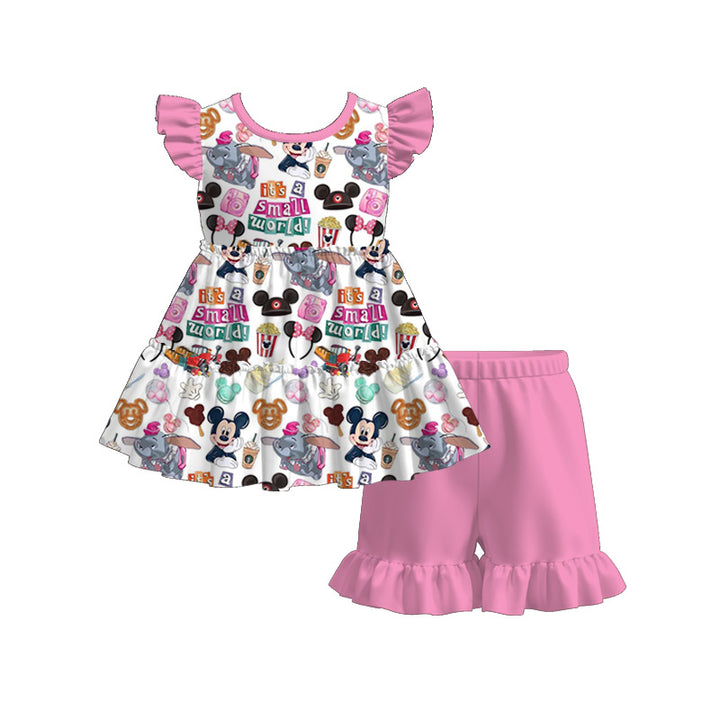 Girls princess ruffle top&short 2pcs set