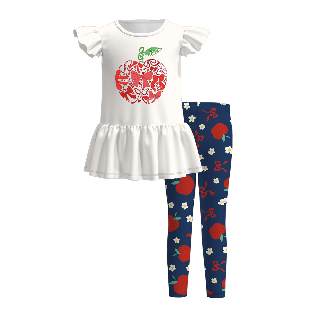 Back to school ruffle dress top&leggings set for girls