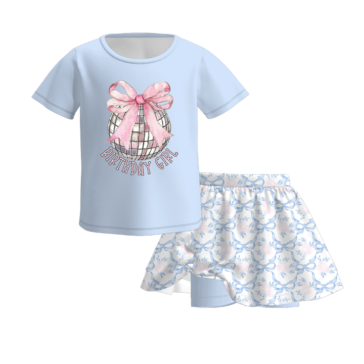 Birthday girls T-shirt&culottes skirt set for girls