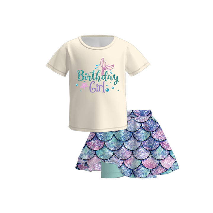 Birthday girls T-shirt&culottes skirt set for girls