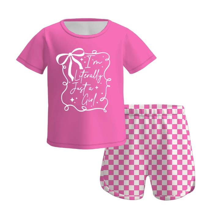 Girls colorful summer T-shirt&short 2pcs set