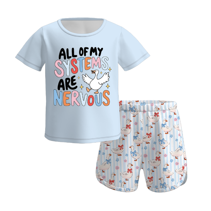 Girls colorful summer T-shirt&short 2pcs set
