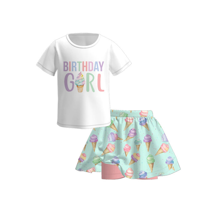 Birthday girls T-shirt&culottes skirt set for girls