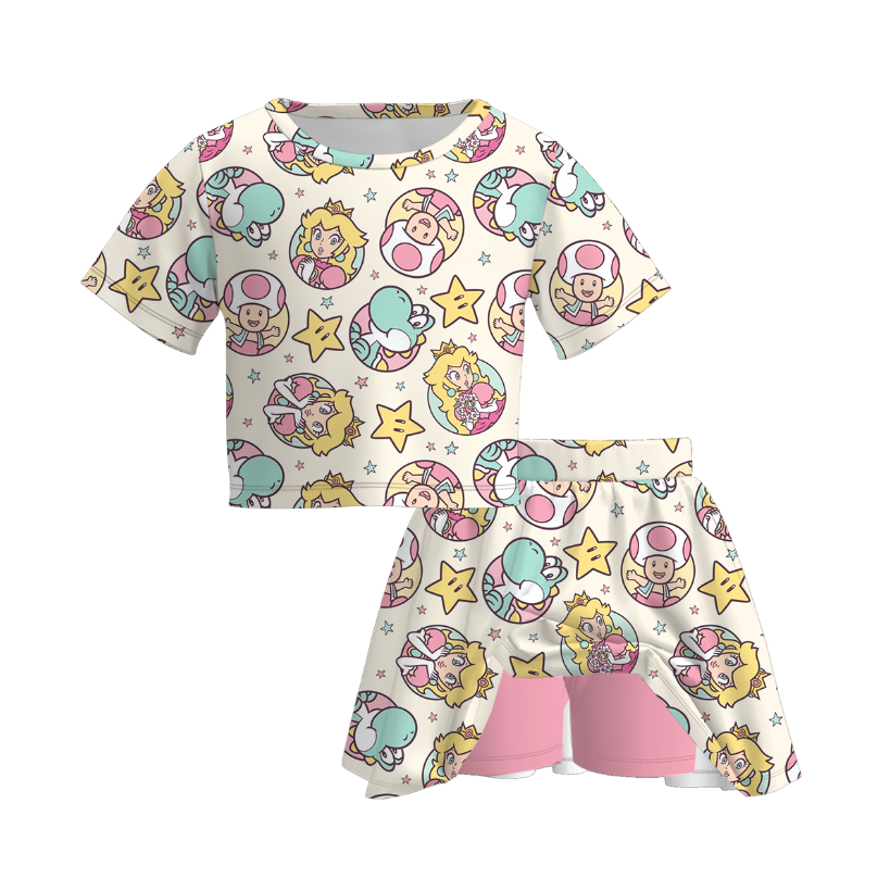 Princess Peach T-shirt&culottes skirt set for girls