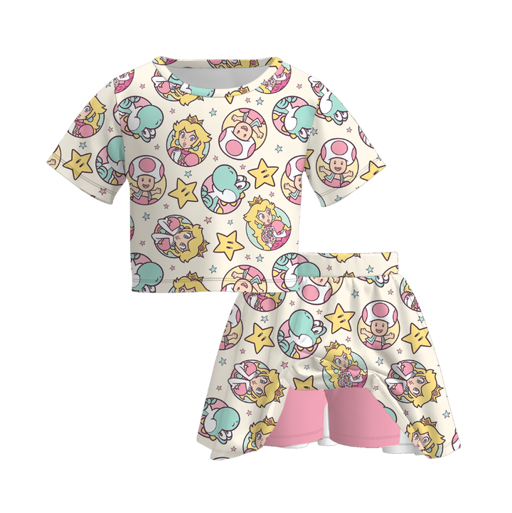 Princess Peach T-shirt&culottes skirt set for girls