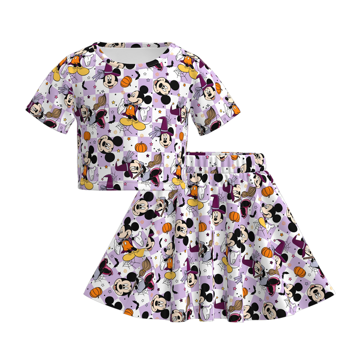 Halloween cartoon themed skirt set for girls