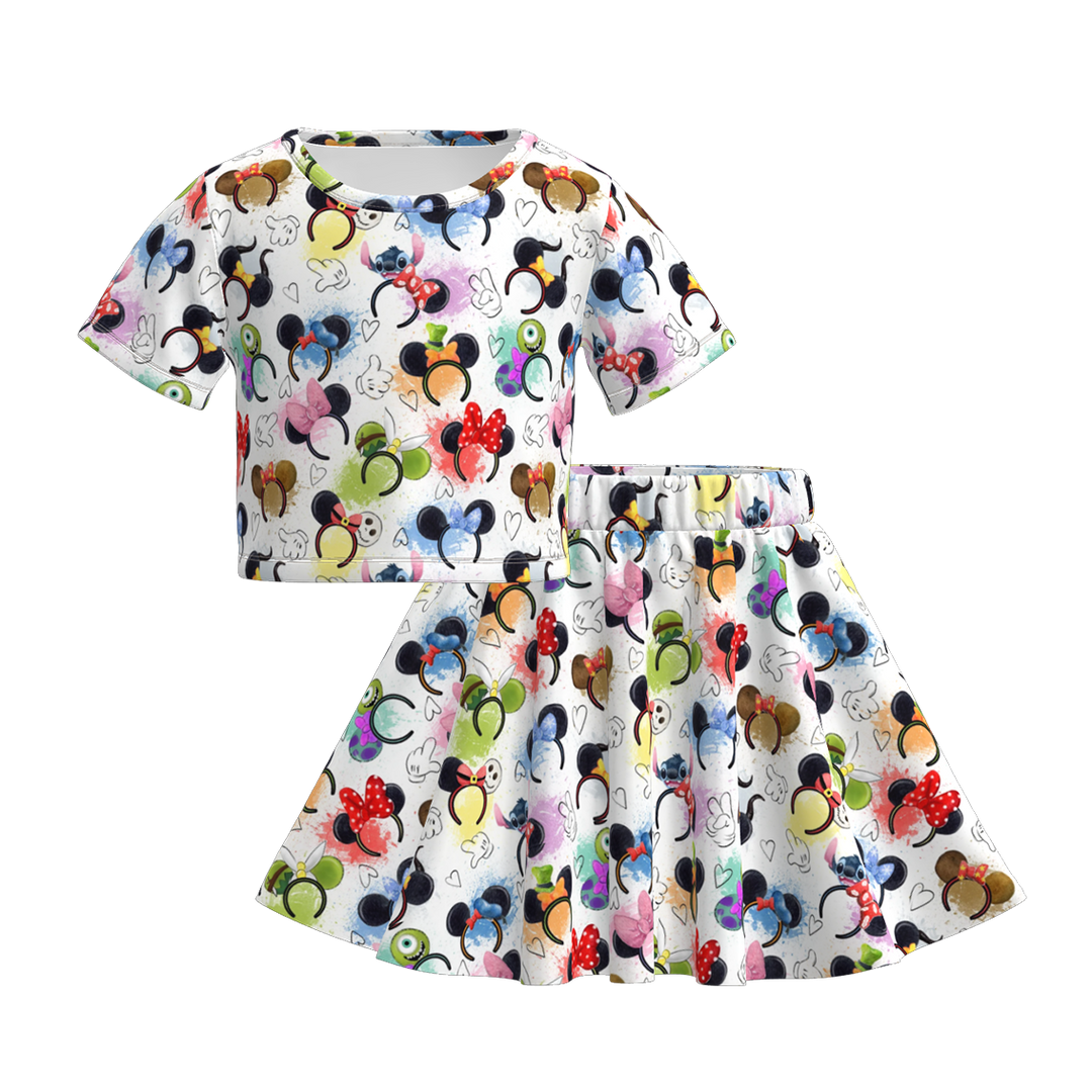 Halloween cartoon themed skirt set for girls