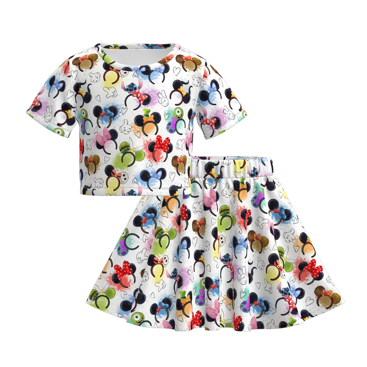 Halloween cartoon themed skirt set for girls