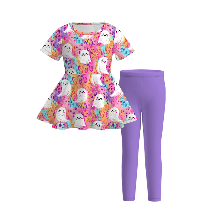 Boo Colorful cute ghost top&leggings set for girls