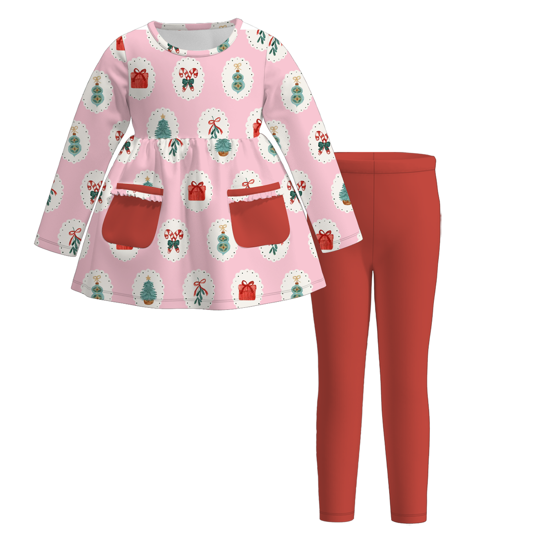 Christmas pocket top&leggings 2pcs set