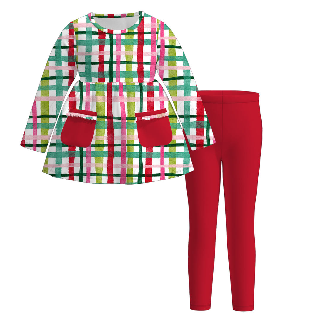 Christmas pocket top&leggings 2pcs set
