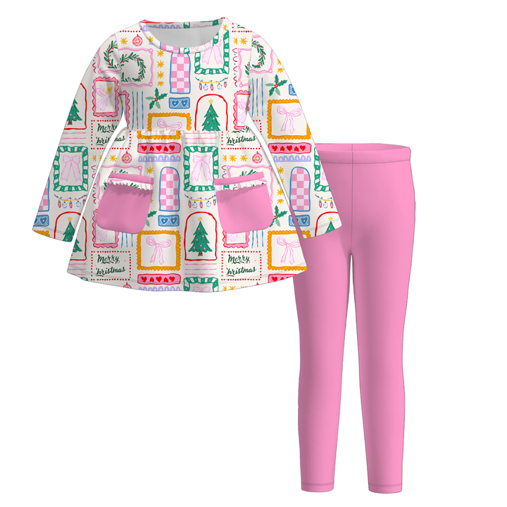 Christmas pocket top&leggings 2pcs set