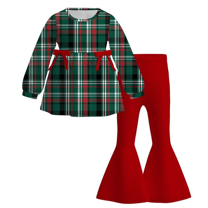 Christmas vibe cute bowknot top&bell pant set
