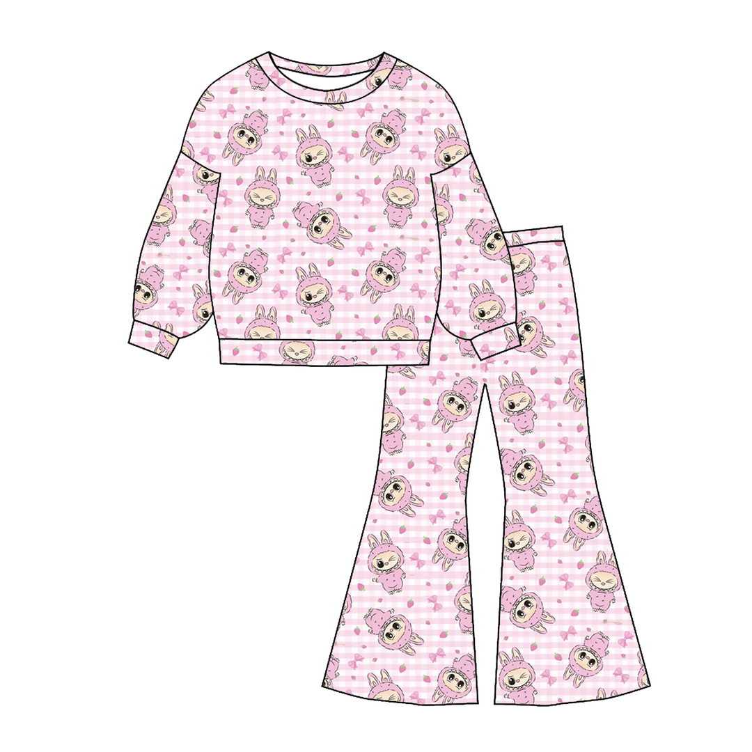 Labubu cute printed sweatshirt&bell pant set