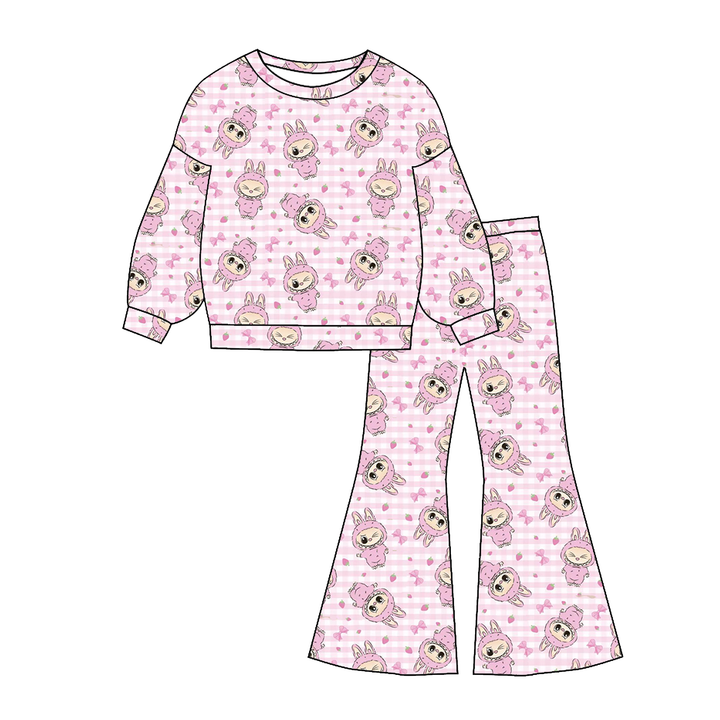 Labubu cute printed sweatshirt&bell pant set