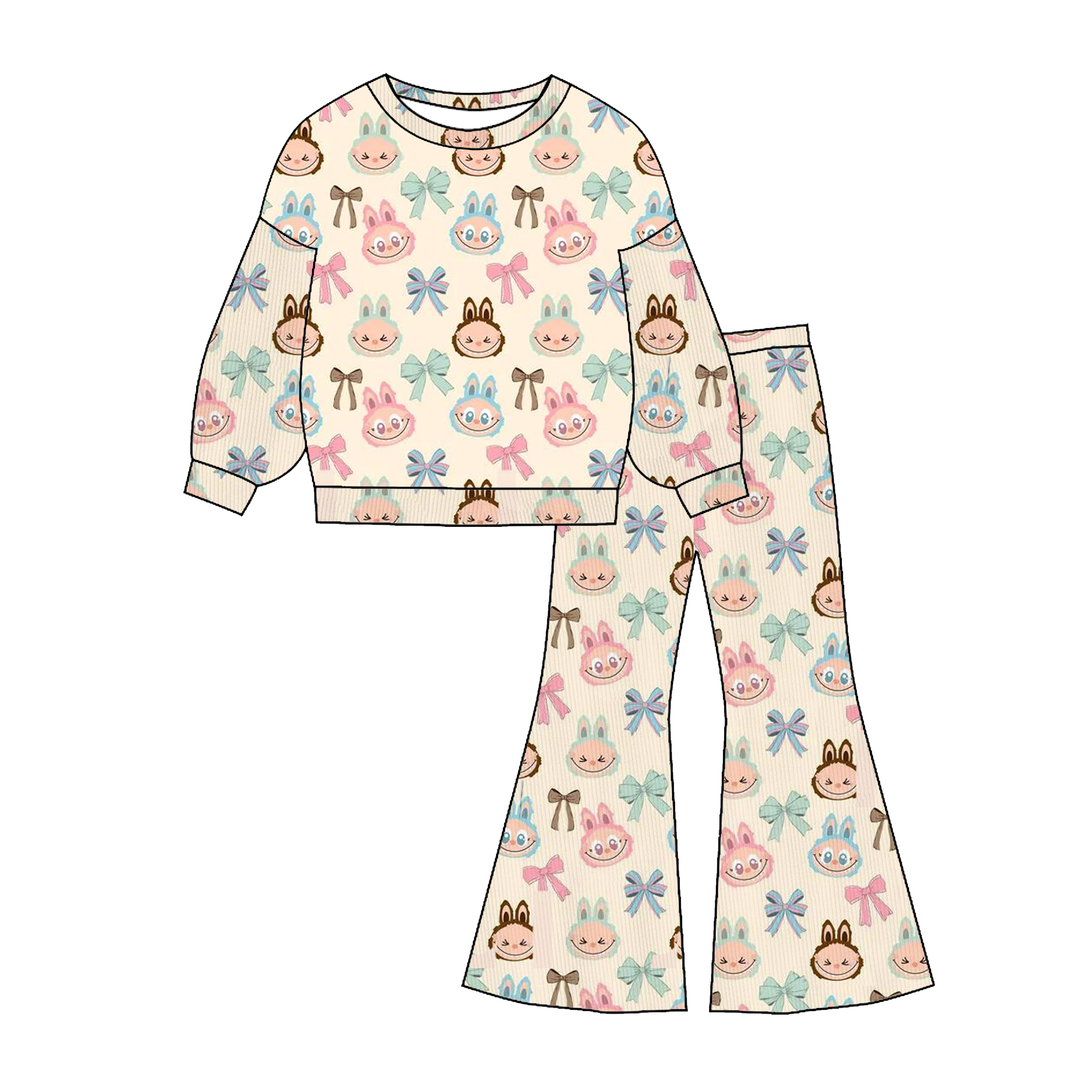 Labubu cute printed sweatshirt&bell pant set