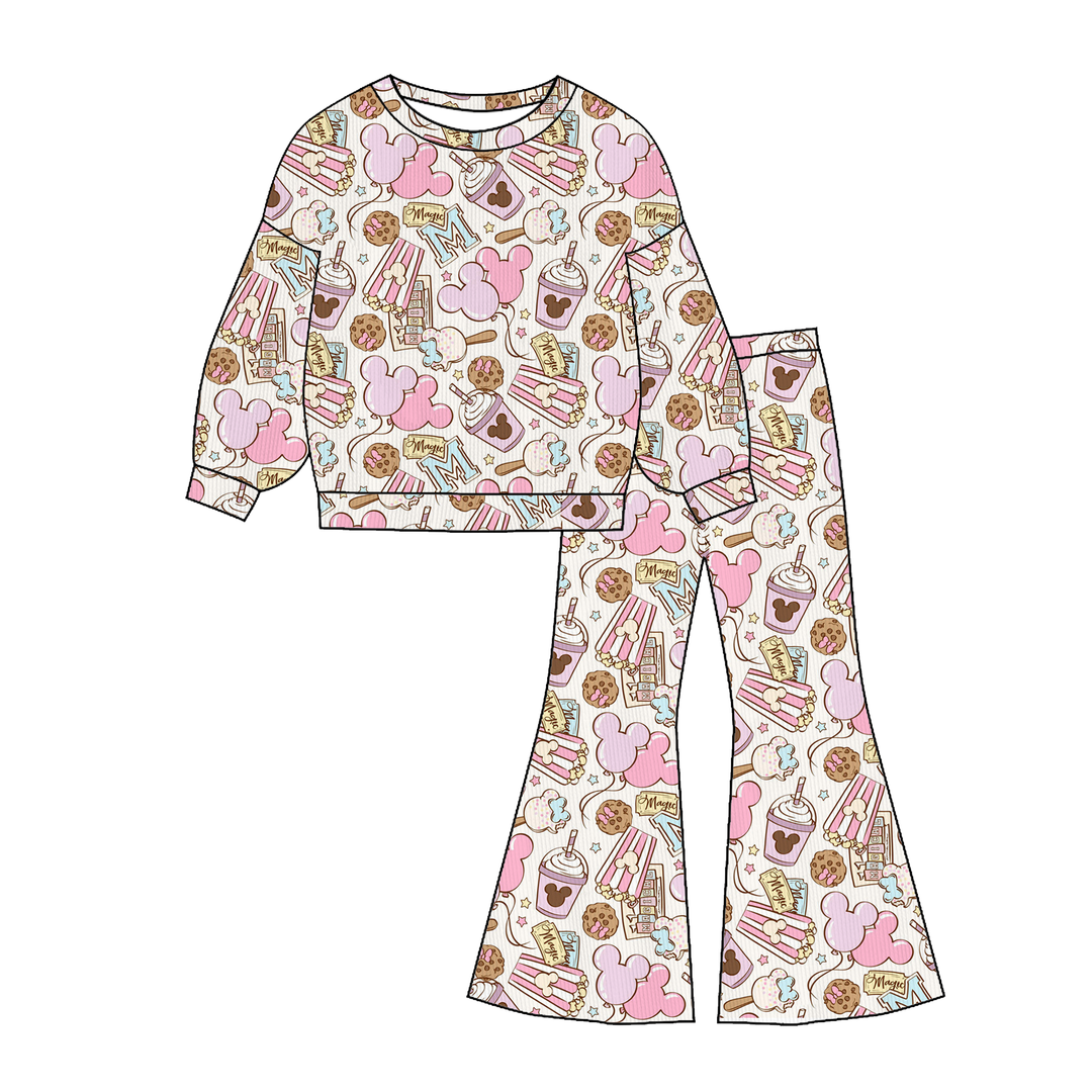 Labubu cute printed sweatshirt&bell pant set