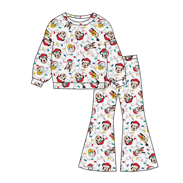 Labubu cute printed sweatshirt&bell pant set
