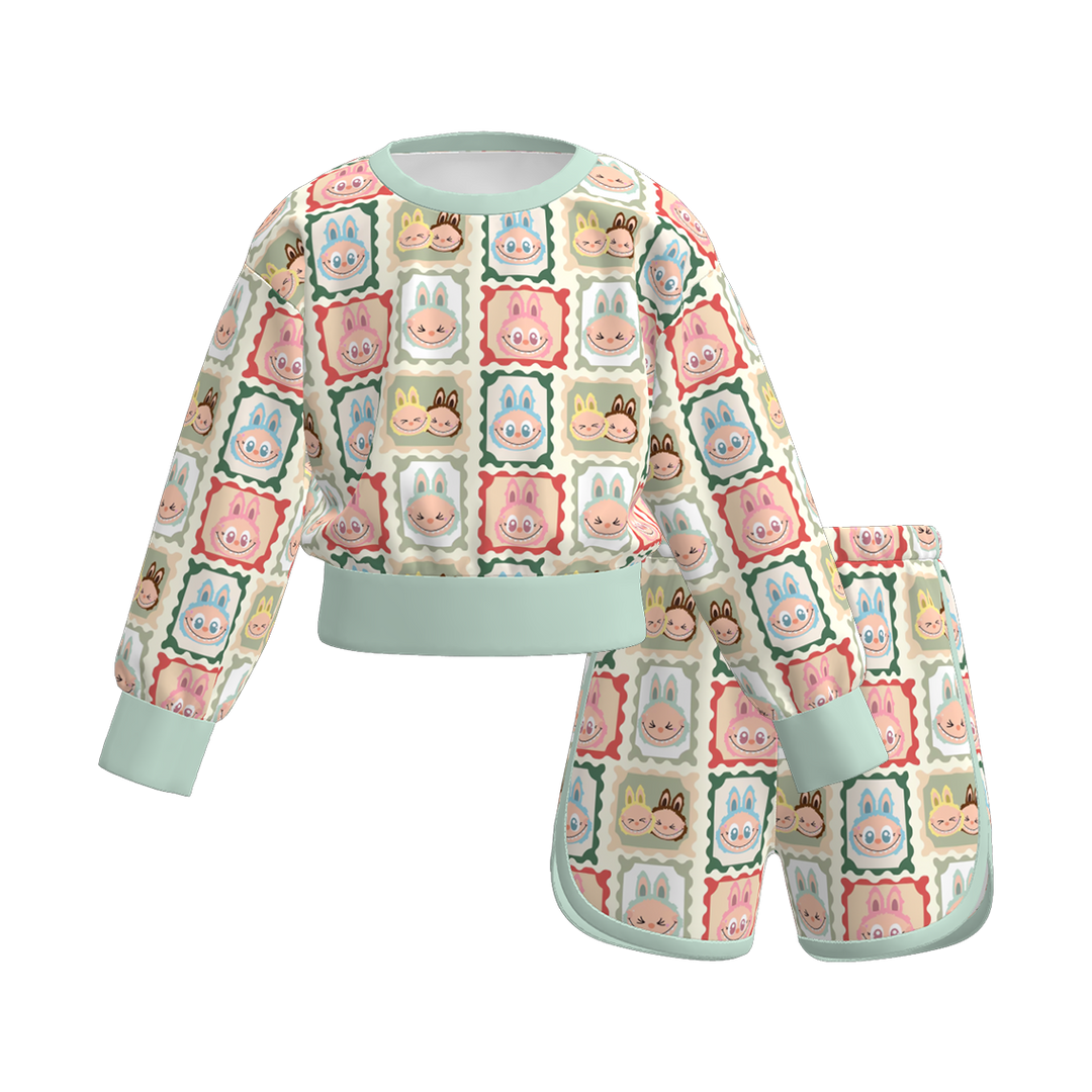 Labubu printed Long-sleeved sweatshirt casual sports suit
