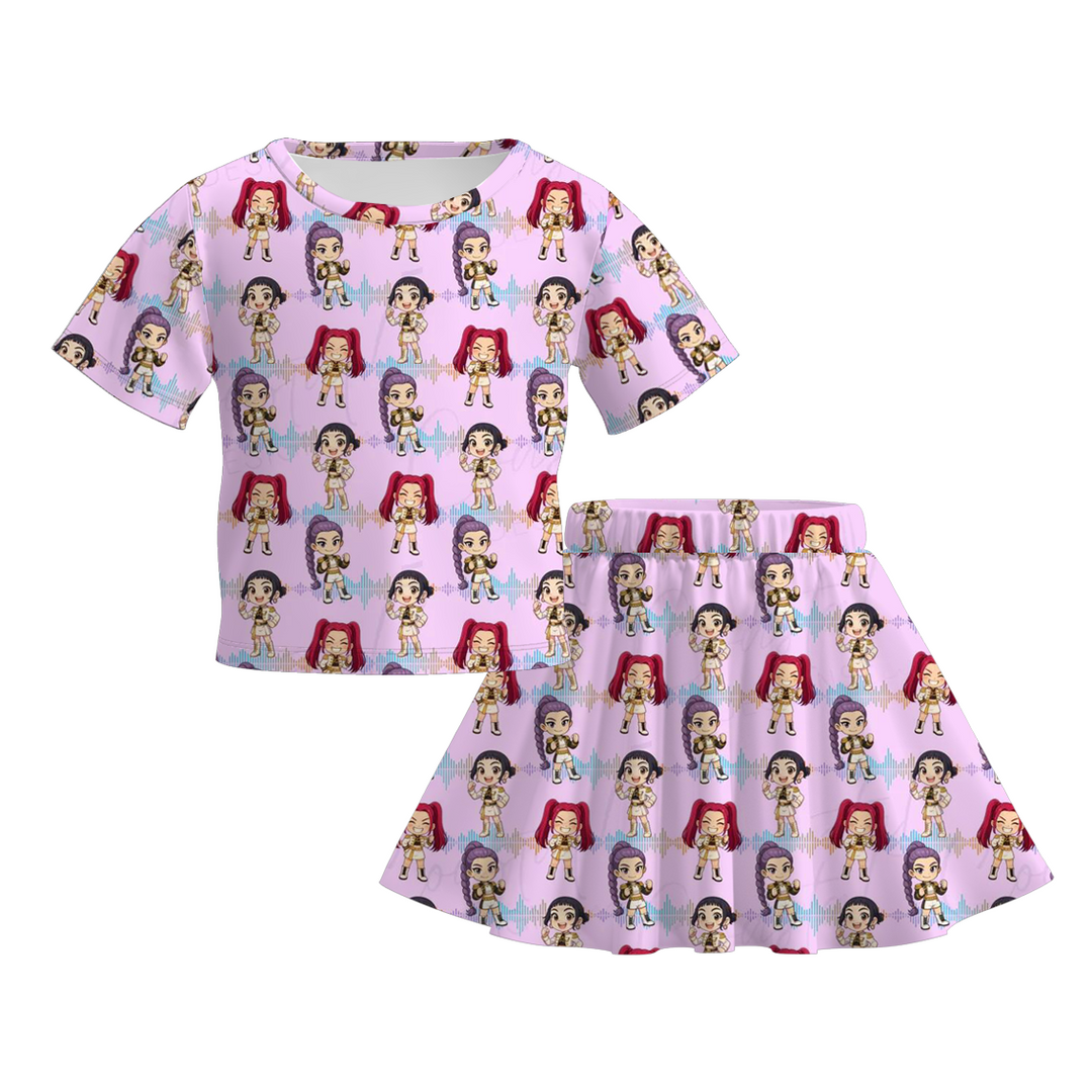 KDH printed skirt set for girls