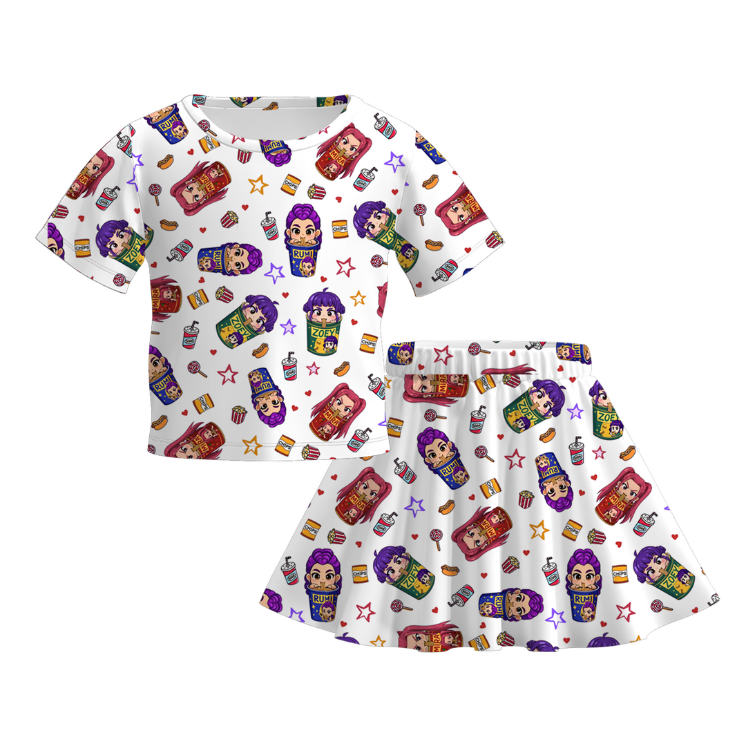 KDH printed skirt set for girls