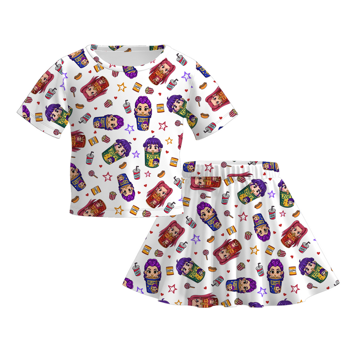 KDH printed skirt set for girls