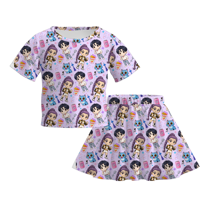 KDH printed skirt set for girls