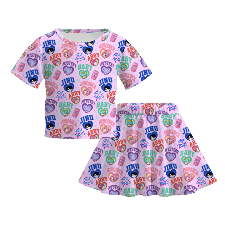 KDH printed skirt set for girls