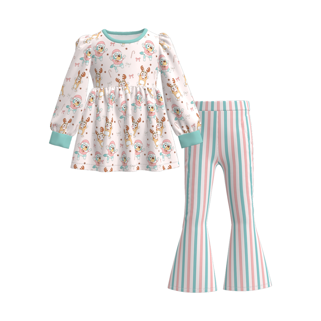 Christmas cartoon character printed dress top&bell pant