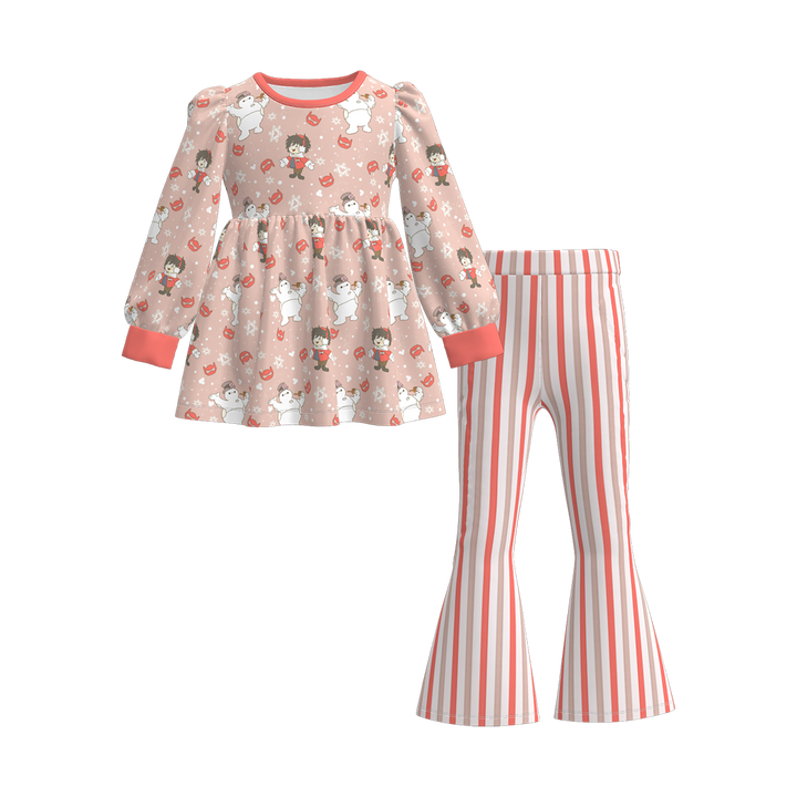 Christmas cartoon character printed dress top&bell pant