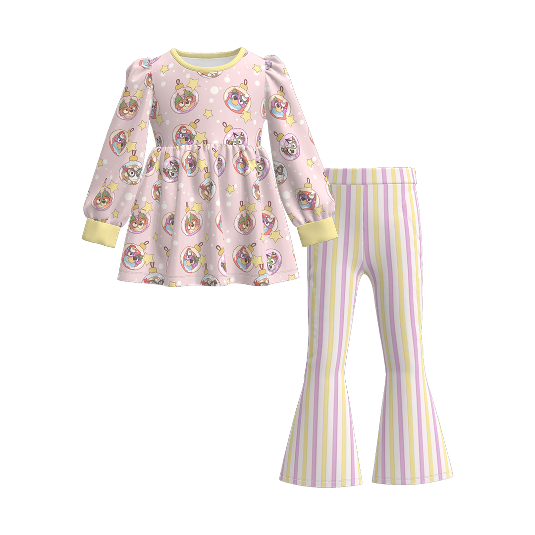 Christmas cartoon character printed dress top&bell pant