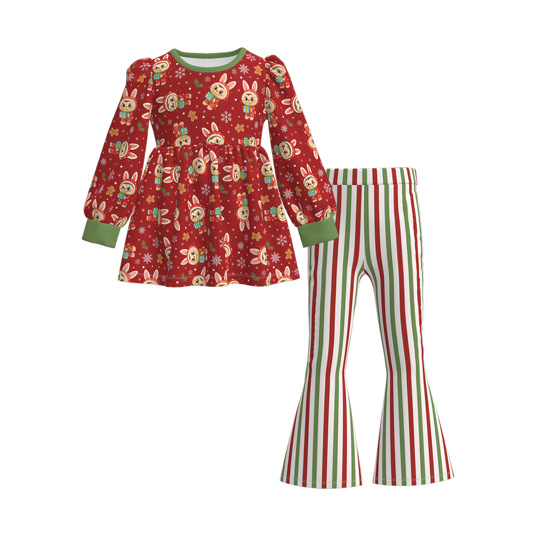 Christmas cartoon character printed dress top&bell pant