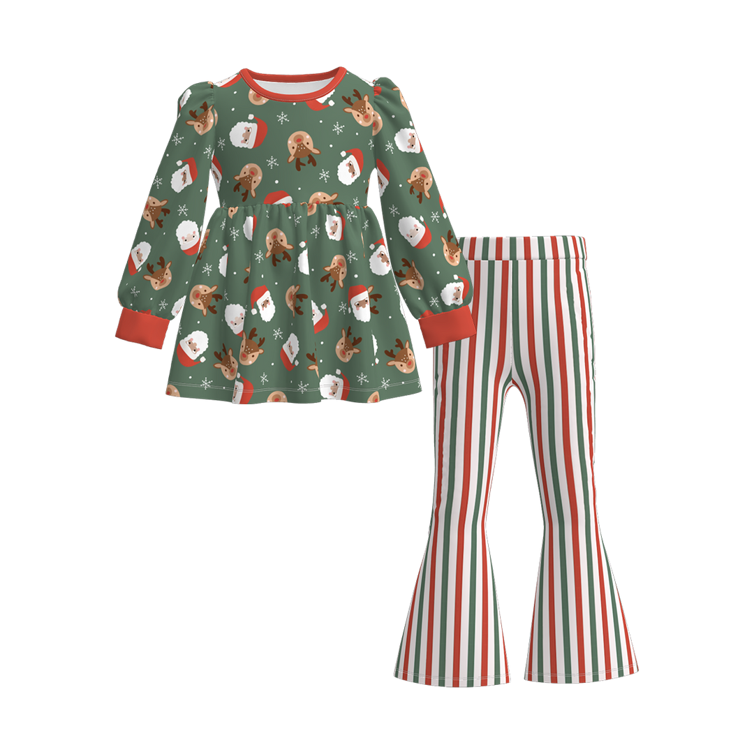 Christmas cartoon character printed dress top&bell pant