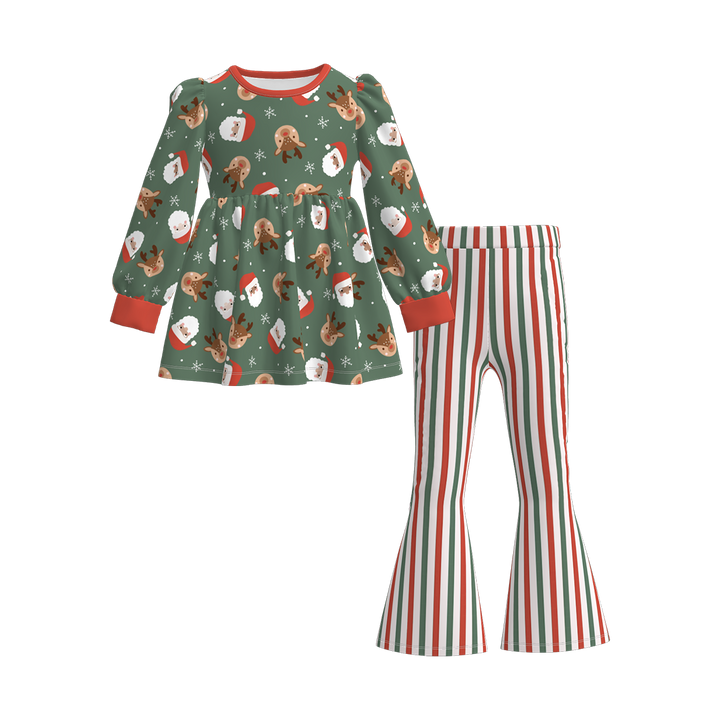 Christmas cartoon character printed dress top&bell pant