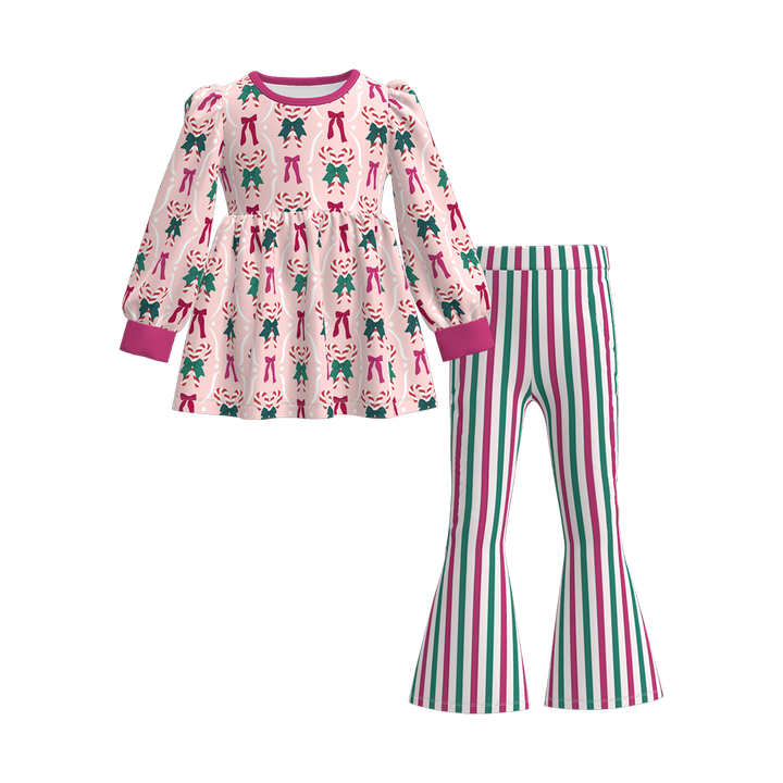 Christmas cartoon character printed dress top&bell pant