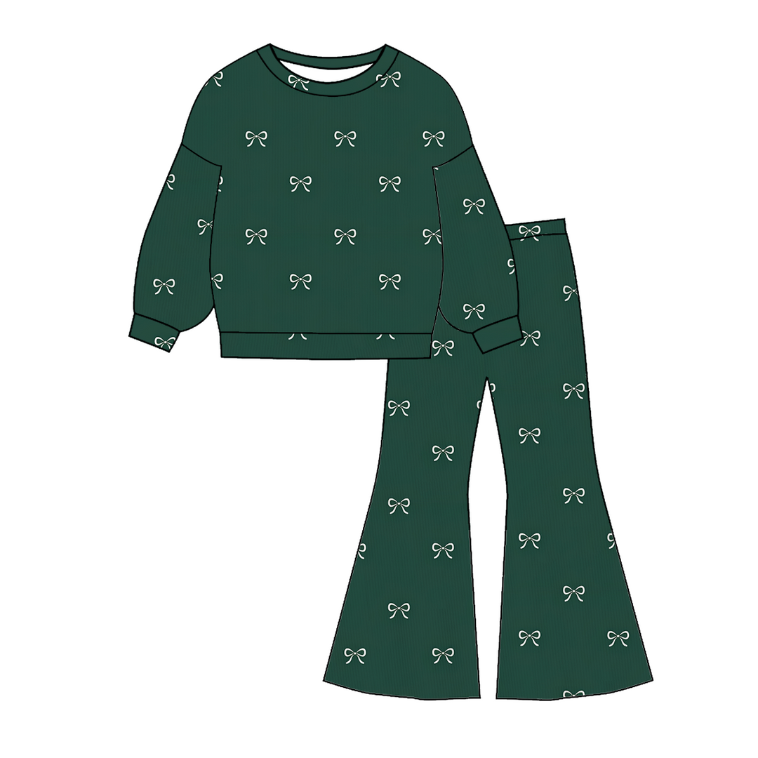 Christmas all-over printed top&bell pant 2pcs set