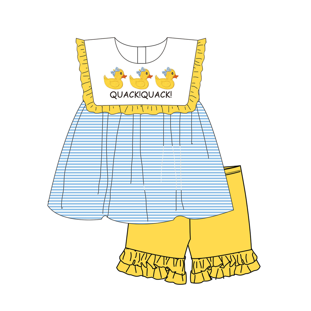 Cute little duck quack quack embroidery sibling outfits