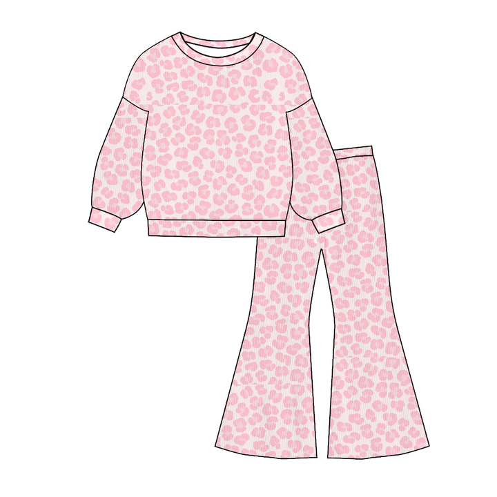Valentine all-over printed top&bell pant 2pcs set