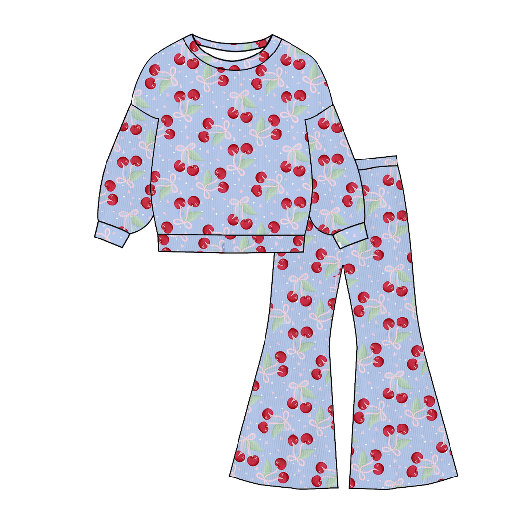Valentine all-over printed top&bell pant 2pcs set