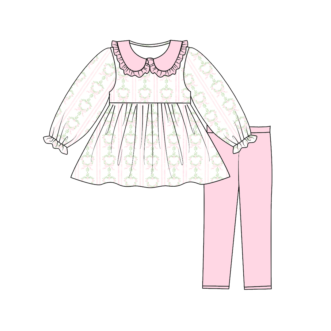 Valentine sweet heart printed top&leggings 2pcs set