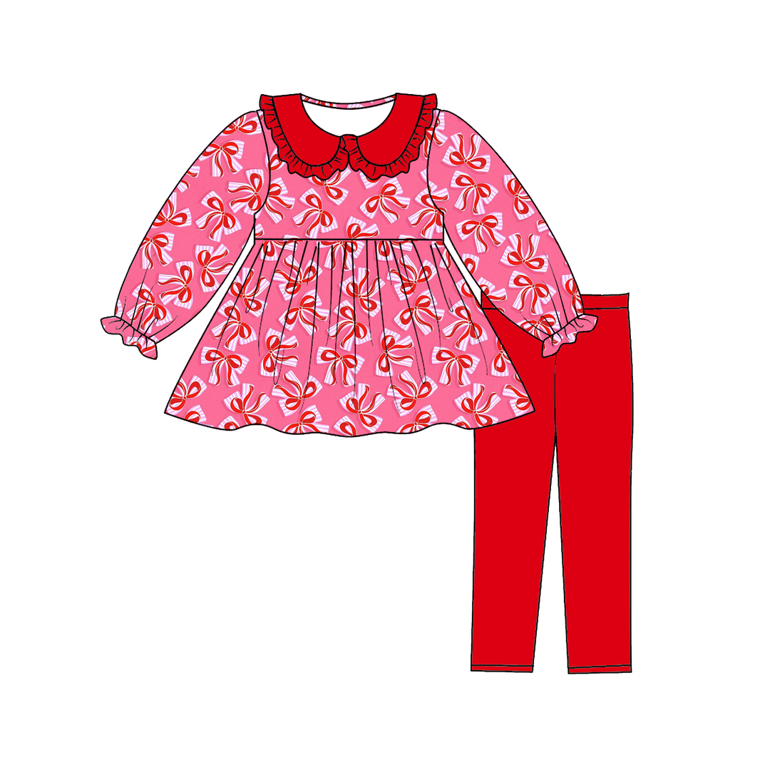 Valentine sweet heart printed top&leggings 2pcs set